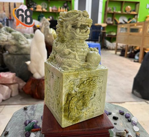 Ấn Rồng Đá Ngọc Văn Chấn Đáy 12x12cm