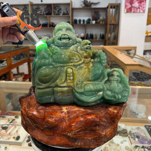 Tượng Di Lặc Thạch Anh Xanh Cao 23cm