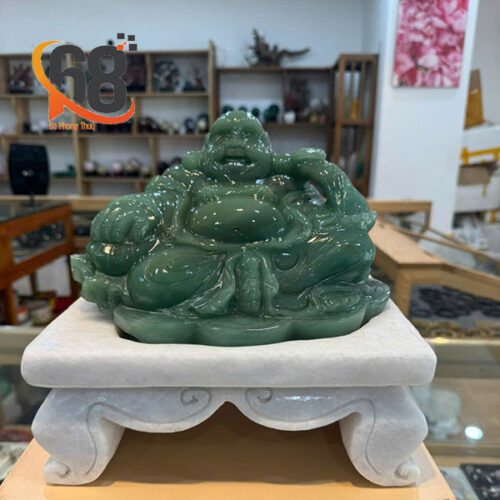 Tượng Di Lặc Thạch Anh Xanh Cao 17cm