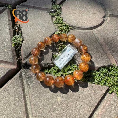 Vòng Thạch Anh Tóc Đỏ Đồng Trục Size 12mm