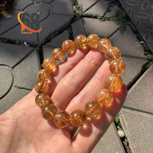 Vòng Thạch Anh Tóc Nâu Đỏ Vip 12mm