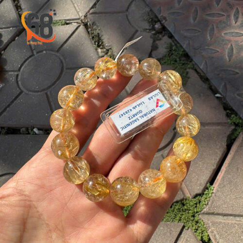 Vòng Thạch Anh Tóc Vàng Vip Size 14mm