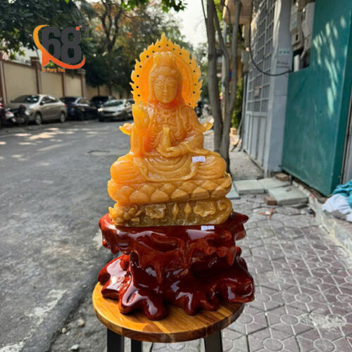 Tượng Quan Âm Đá Ngọc Hoàng Long Cao 46cm