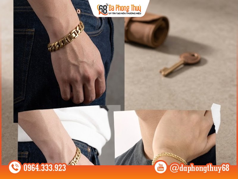 Vòng tay đá thạch anh size 12ly phong cách đậm tay cho nam