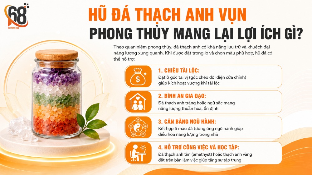 Hũ đá thạch anh vụn phong thủy mang lại lợi ích gì?