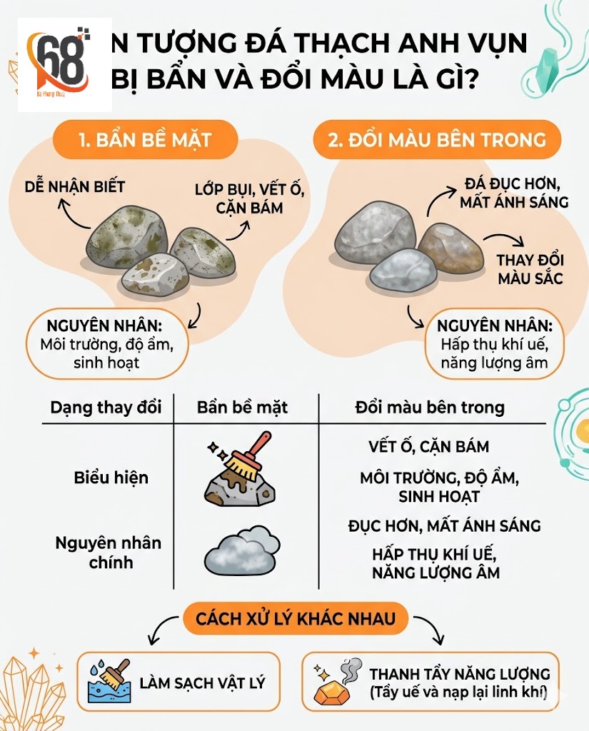 Hiện tượng đá thạch anh vụn bị bẩn và đổi màu là gì?