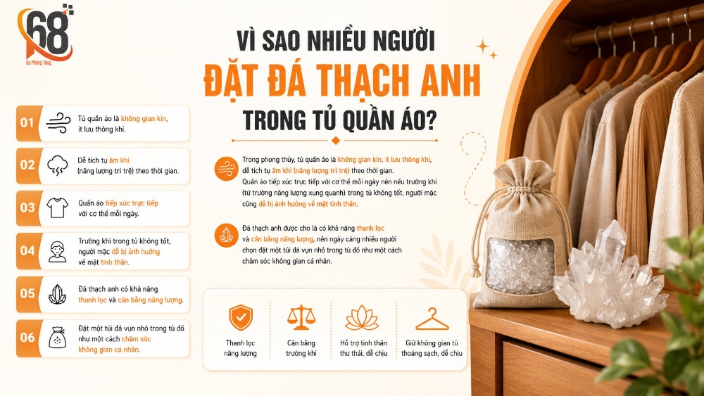Vì sao nhiều người đặt đá thạch anh trong tủ quần áo?