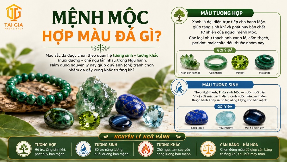 Mệnh Mộc hợp màu đá gì?