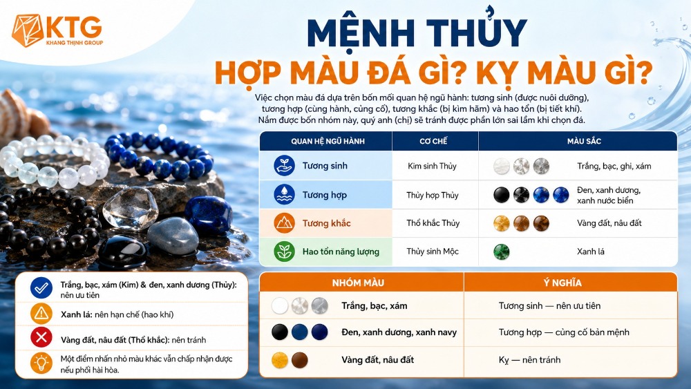 Mệnh Thủy hợp màu đá gì? Kỵ màu gì? Mệnh Thủy hợp màu đá gì? Kỵ màu gì?