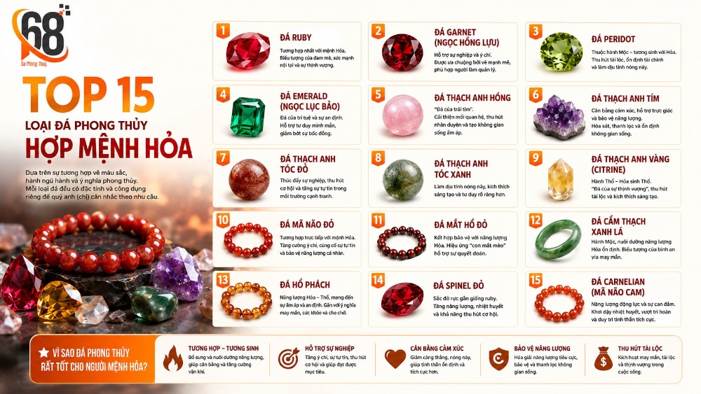 TOP 15 loại đá phong thủy hợp mệnh Hỏa TOP 15 loại đá phong thủy hợp mệnh Hỏa