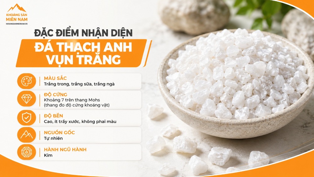 Đặc điểm nhận diện đá thạch anh vụn trắng
