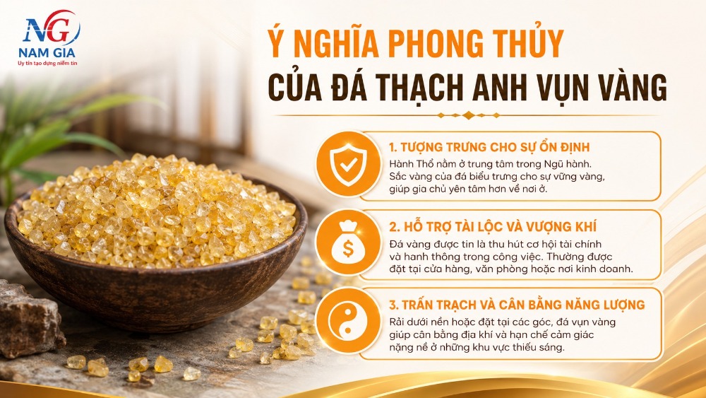 Ý nghĩa phong thủy của đá thạch anh vụn vàng Ý nghĩa phong thủy của đá thạch anh vụn vàng