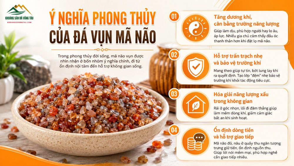 Ý nghĩa phong thủy của đá vụn mã não Ý nghĩa phong thủy của đá vụn mã não