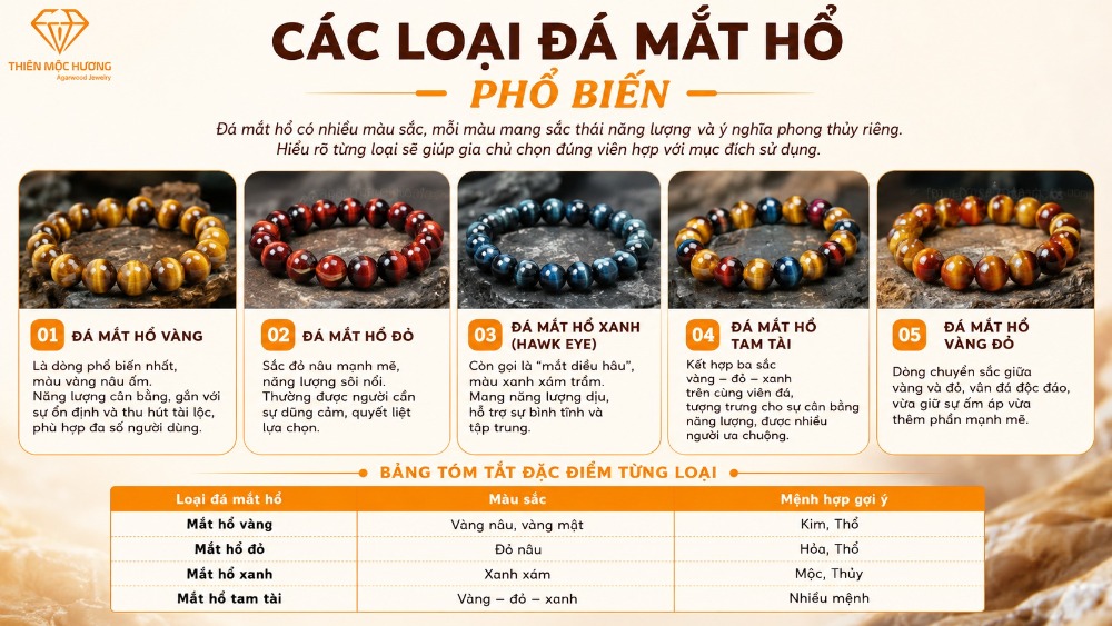 Các loại đá mắt hổ phổ biến