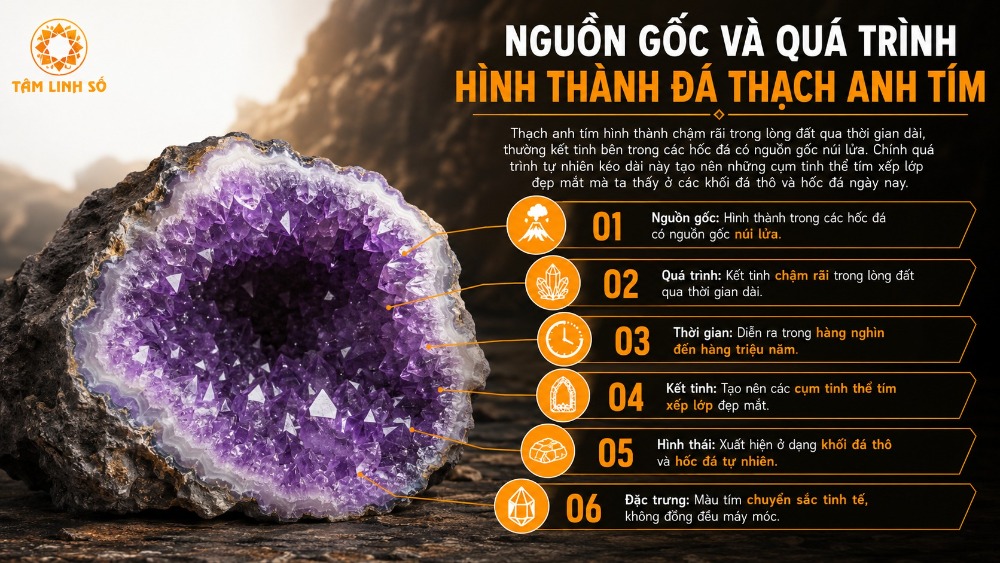Nguồn gốc và quá trình hình thành đá thạch anh tím