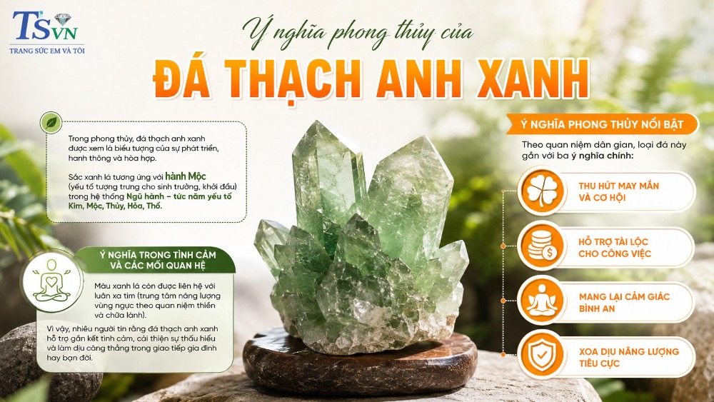 Ý nghĩa phong thủy của đá thạch anh xanh