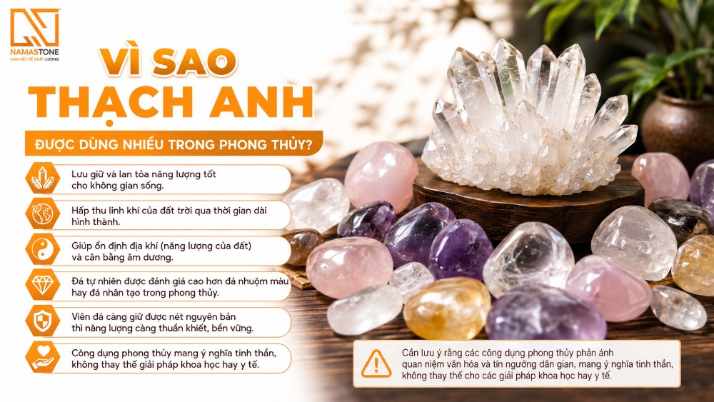Vì sao thạch anh được dùng nhiều trong phong thủy?