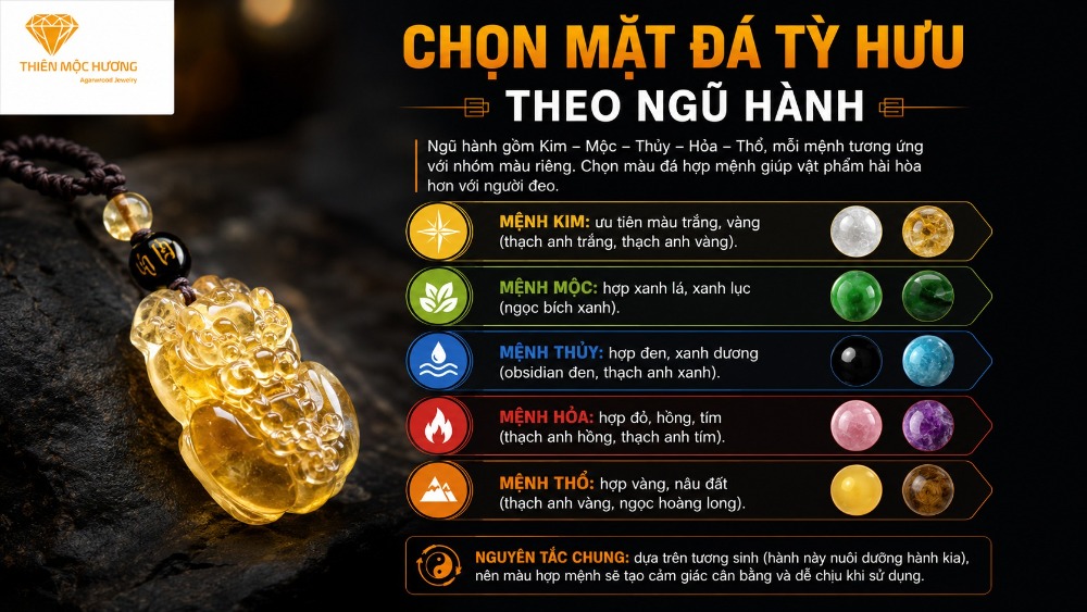 Chọn mặt đá Tỳ Hưu theo ngũ hành Chọn mặt đá Tỳ Hưu theo ngũ hành
