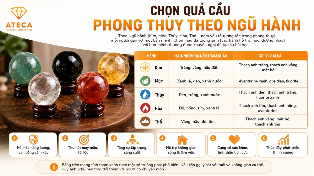 Chọn quả cầu phong thủy theo ngũ hành