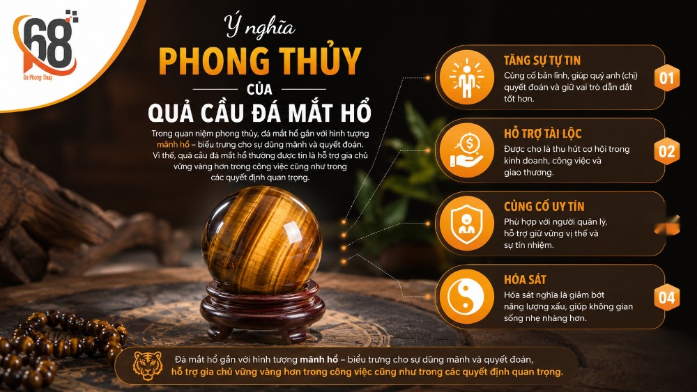 Ý nghĩa phong thủy của quả cầu đá mắt hổ
