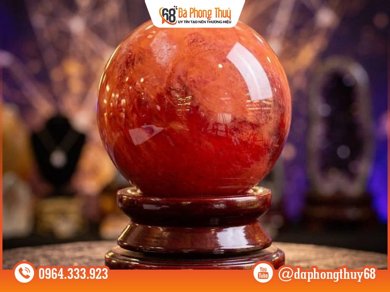 Top loại quả cầu phong thủy hợp mệnh Hỏa - Quả cầu ngọc bích đỏ