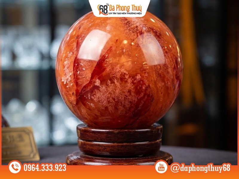 Top loại quả cầu phong thủy hợp mệnh Hỏa - Quả cầu ngọc bích đỏ