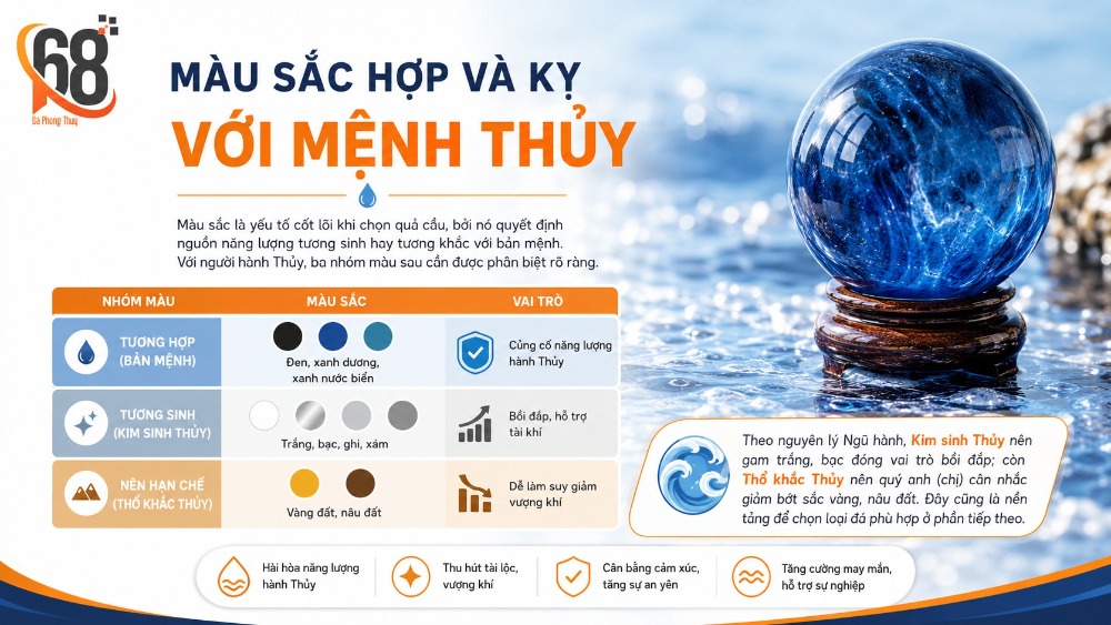Màu sắc hợp và kỵ với mệnh Thủy Màu sắc hợp và kỵ với mệnh Thủy