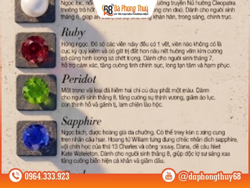 Các loại đá chế tác phổ biến