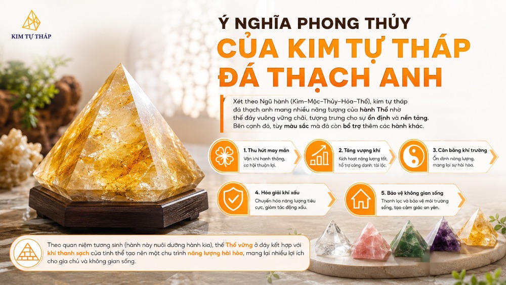 Ý nghĩa phong thủy của kim tự tháp đá thạch anh