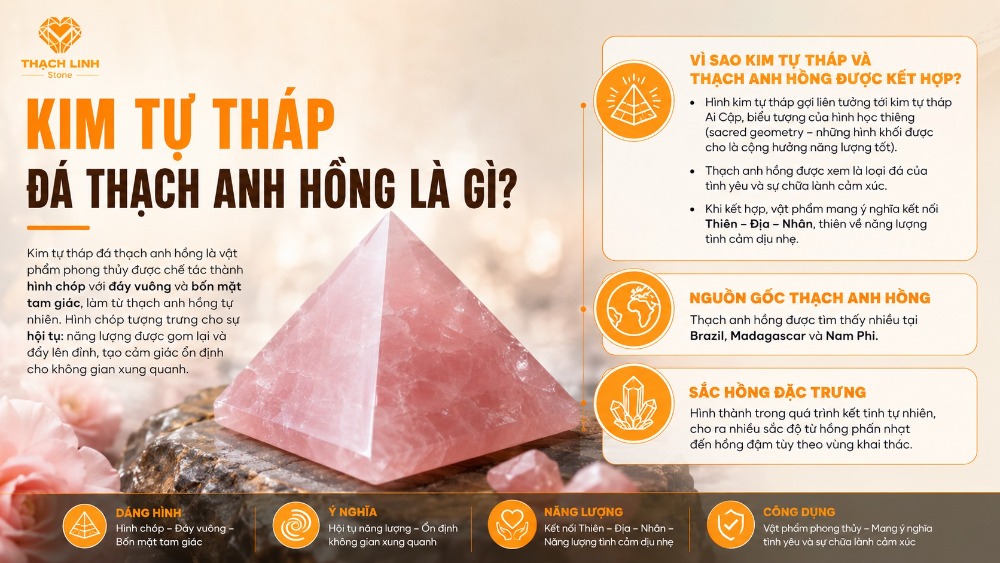 Kim tự tháp đá thạch anh hồng là gì?
