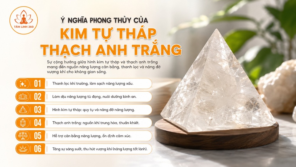 Ý nghĩa phong thủy của kim tự tháp thạch anh trắng