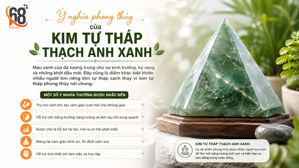 Ý nghĩa phong thủy của kim tự tháp thạch anh xanh