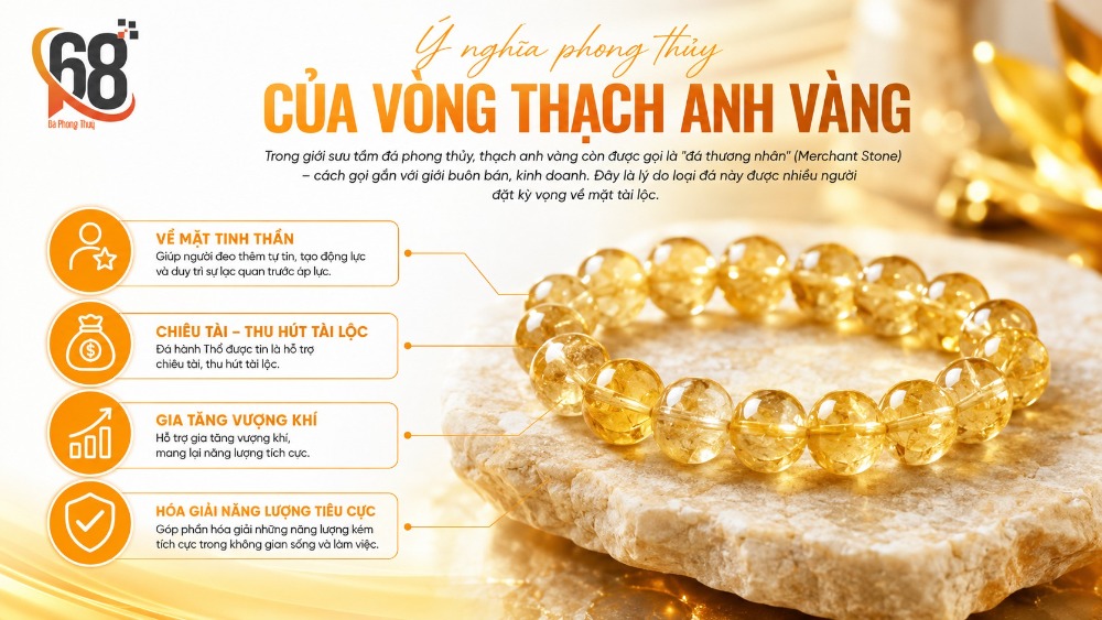 Ý nghĩa phong thủy của vòng thạch anh vàng