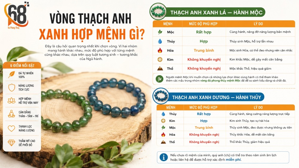 Vòng thạch anh xanh hợp mệnh gì?