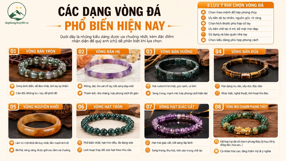 Các dạng vòng đá phổ biến hiện nay