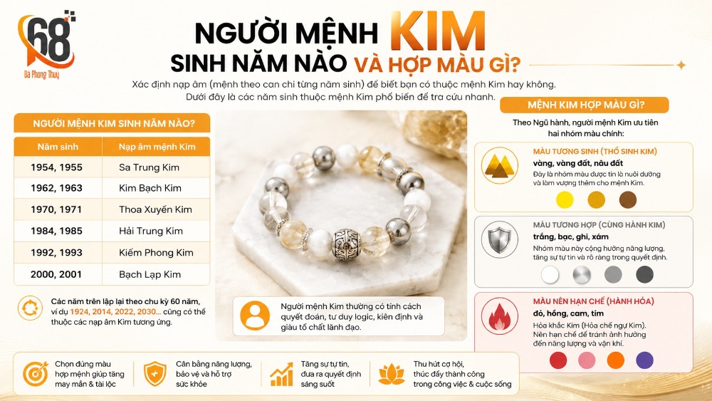 Người mệnh Kim sinh năm nào và hợp màu gì?