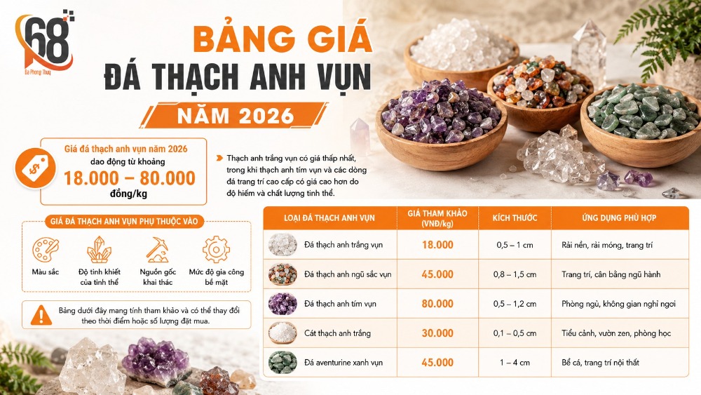 Bảng giá đá thạch anh vụn năm 2026