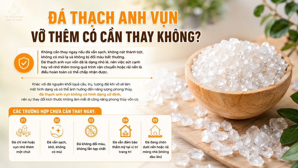 Đá thạch anh vụn vỡ thêm có cần thay không?