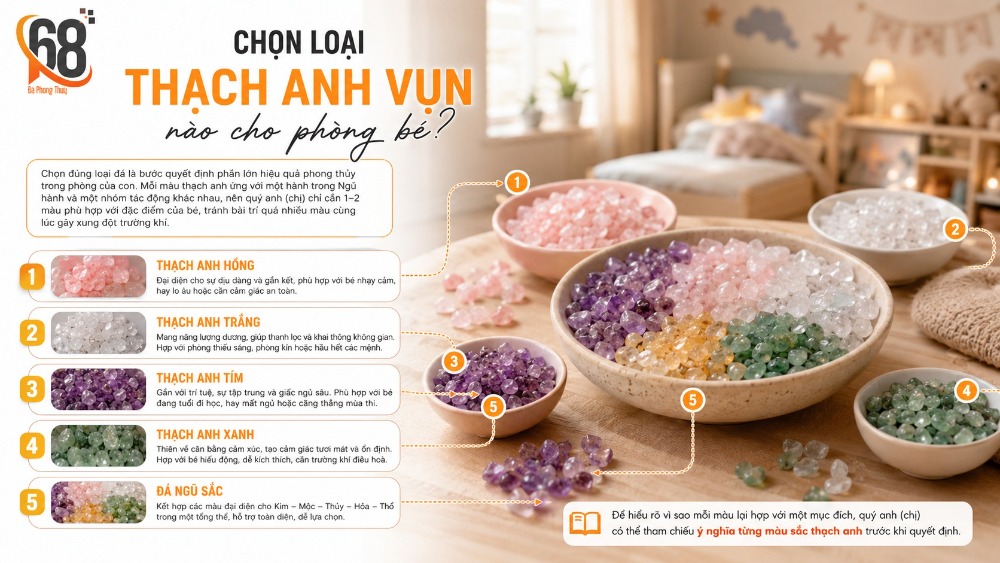 Chọn loại thạch anh vụn nào cho phòng bé?