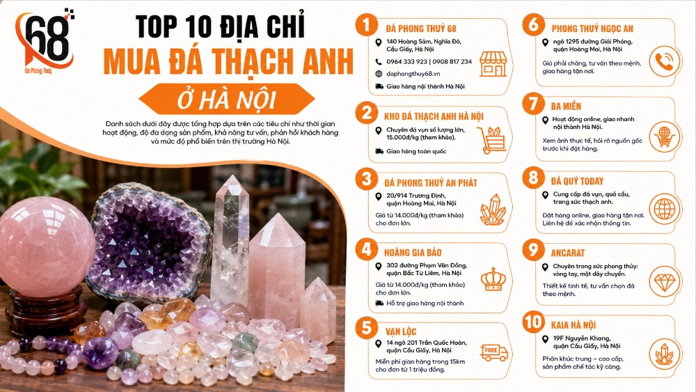 Top 10 địa chỉ mua đá thạch anh ở Hà Nội