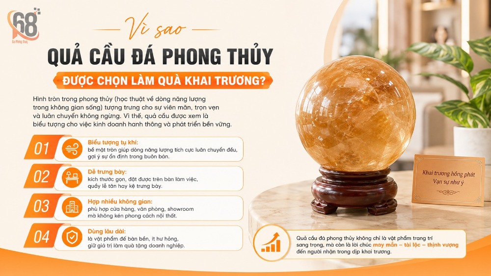 Vì sao quả cầu đá phong thủy được chọn làm quà khai trương? Vì sao quả cầu đá phong thủy được chọn làm quà khai trương?