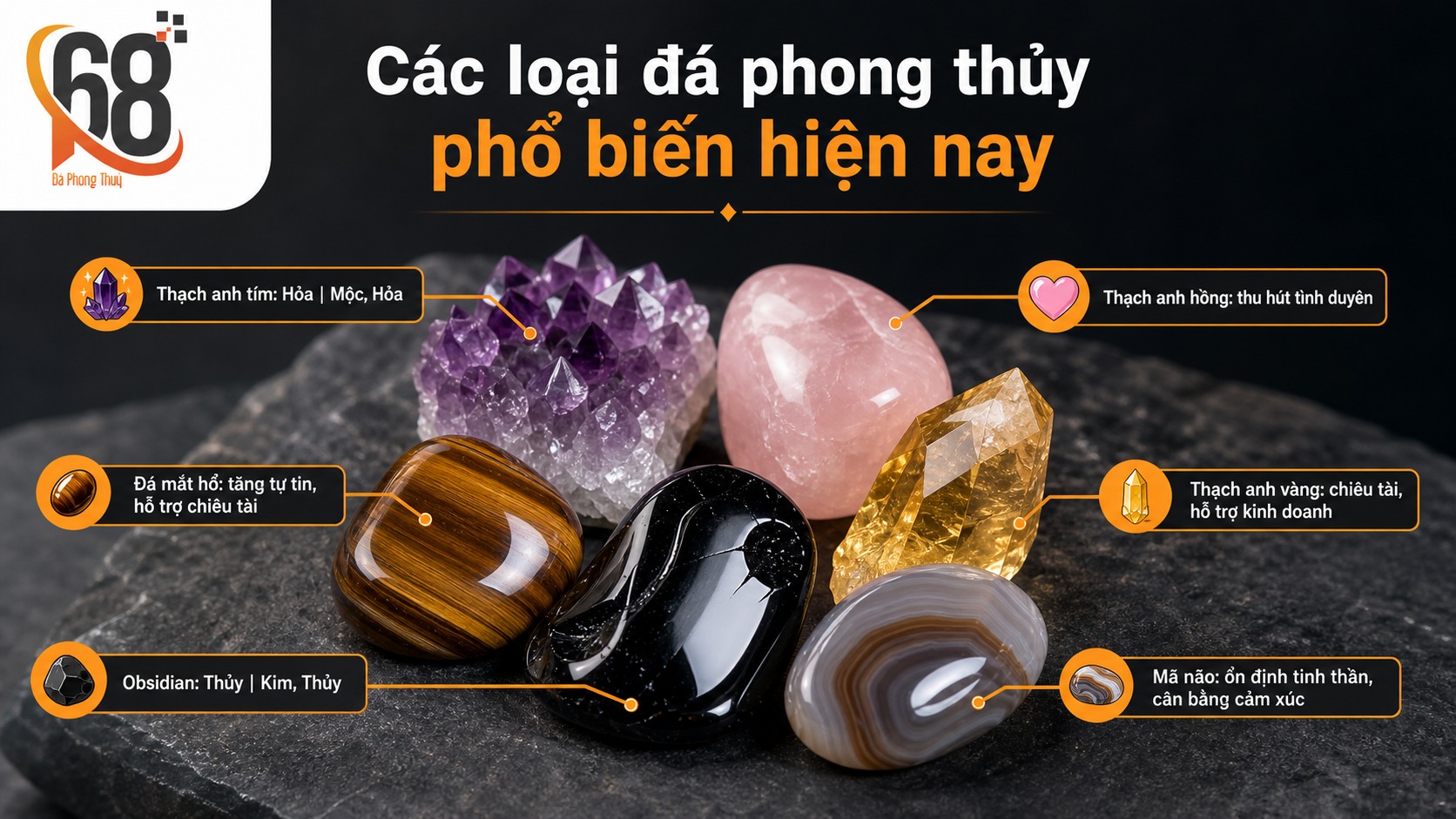Các loại đá phong thủy phổ biến hiện nay