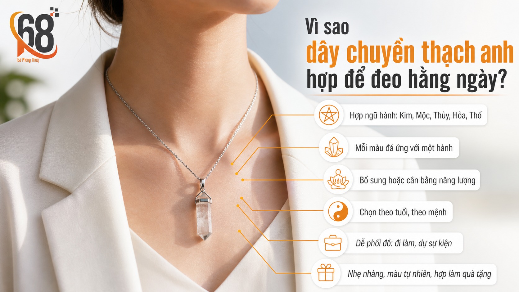 Vì sao dây chuyền thạch anh hợp để đeo hằng ngày?