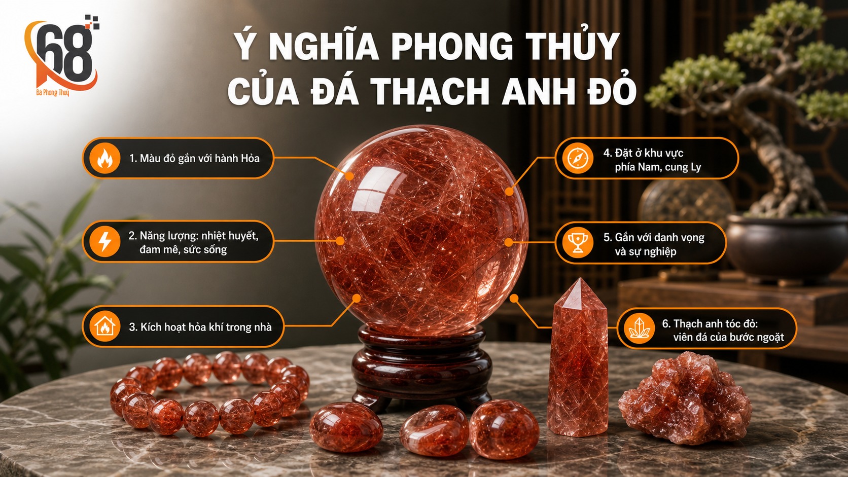 Ý nghĩa phong thủy của đá thạch anh đỏ Ý nghĩa phong thủy của đá thạch anh đỏ
