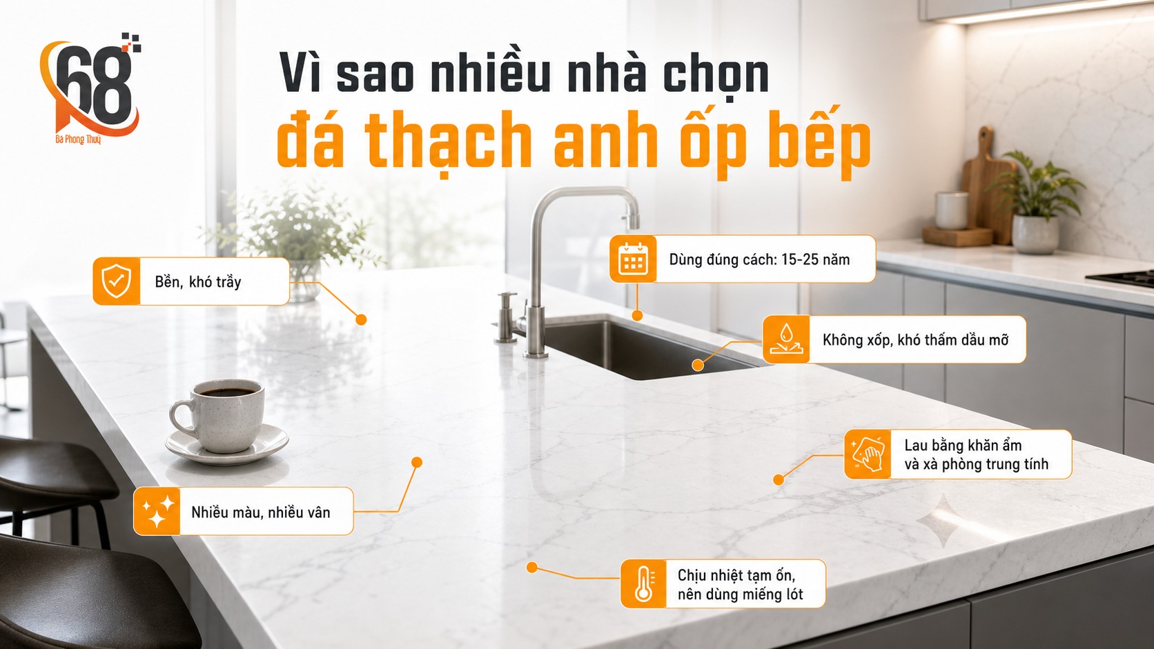 Vì sao nhiều nhà chọn đá thạch anh ốp bếp Vì sao nhiều nhà chọn đá thạch anh ốp bếp