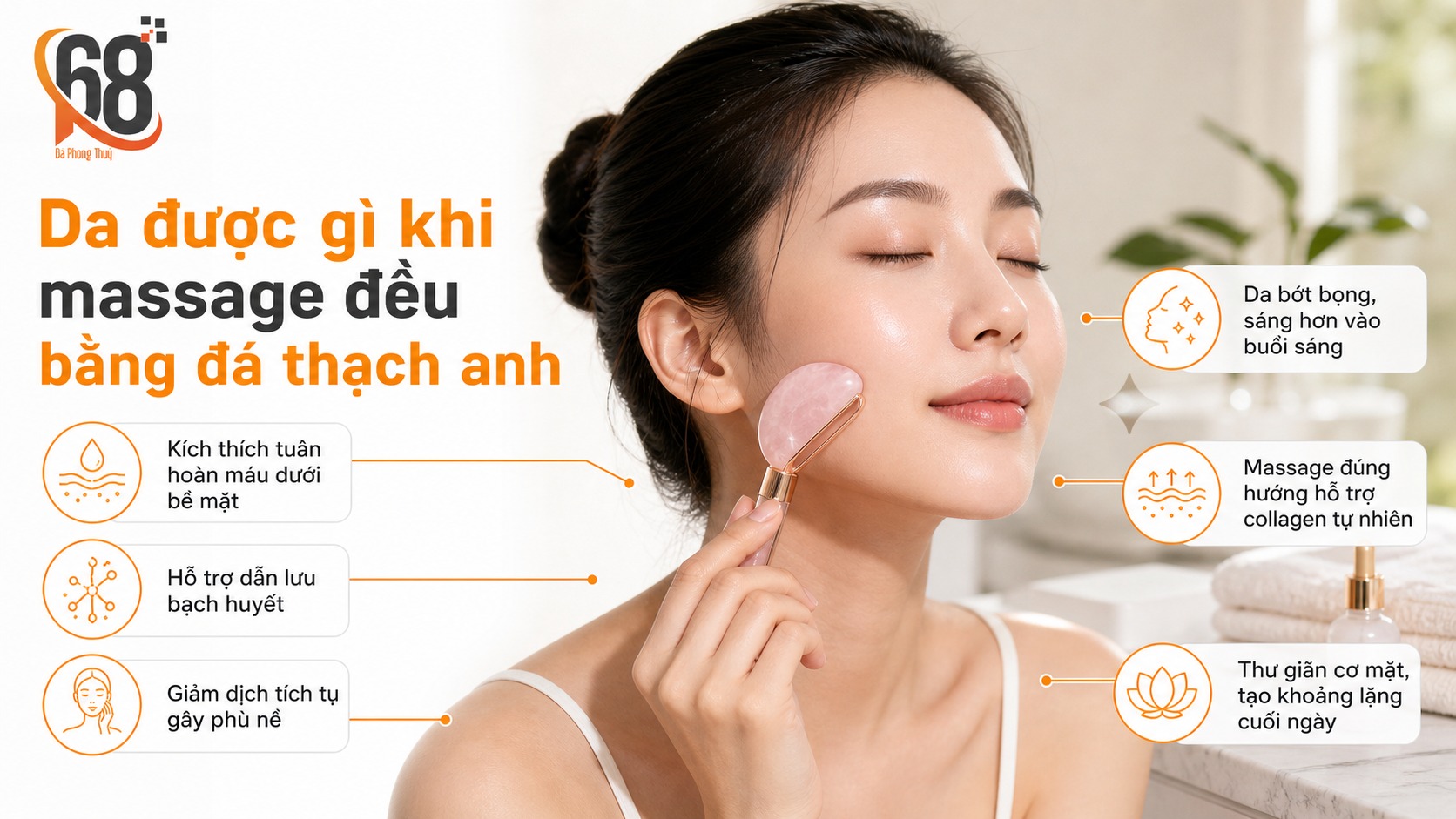 Da được gì khi massage đều bằng đá thạch anh