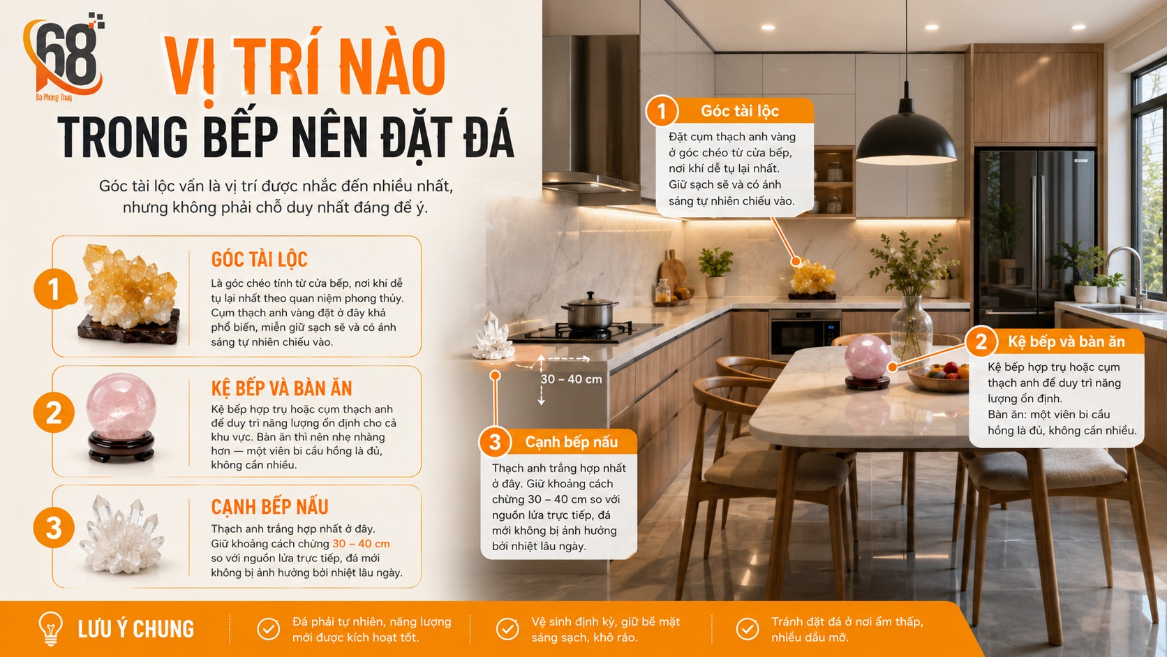 Vị trí nào trong bếp nên đặt đá Vị trí nào trong bếp nên đặt đá