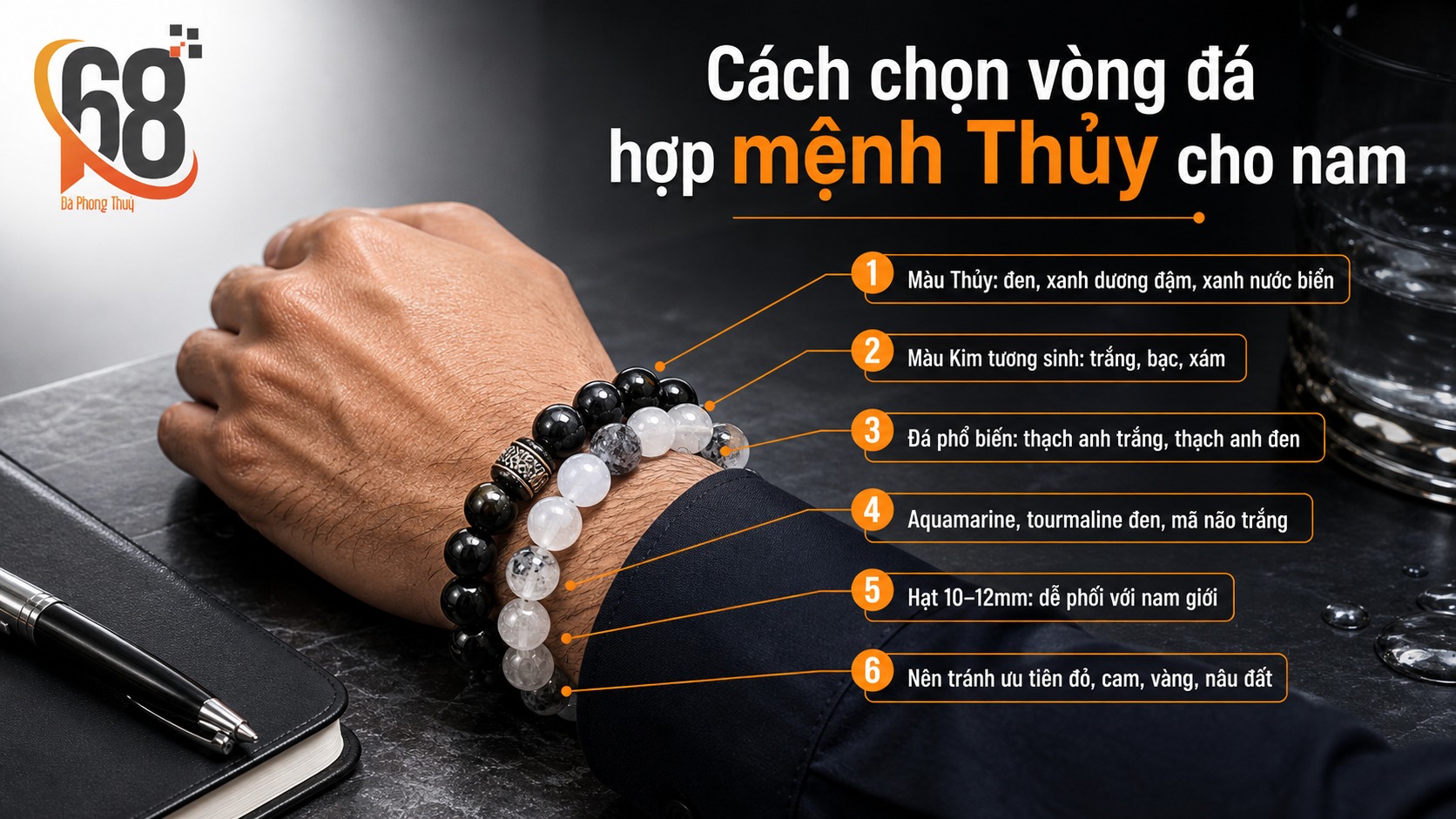 Cách chọn vòng đá hợp mệnh Thủy cho nam