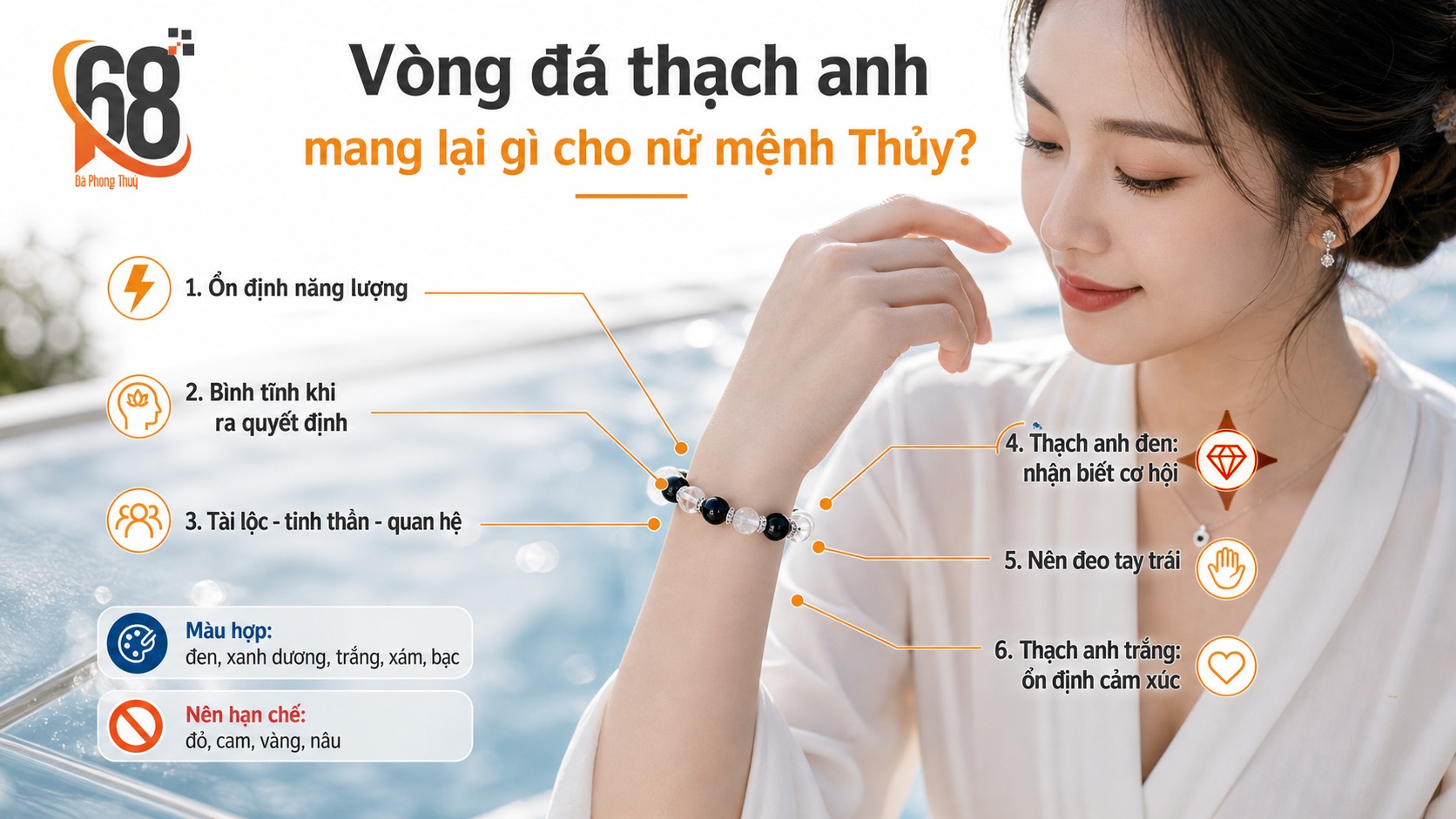 Vòng đá thạch anh mang lại gì cho nữ mệnh Thủy?