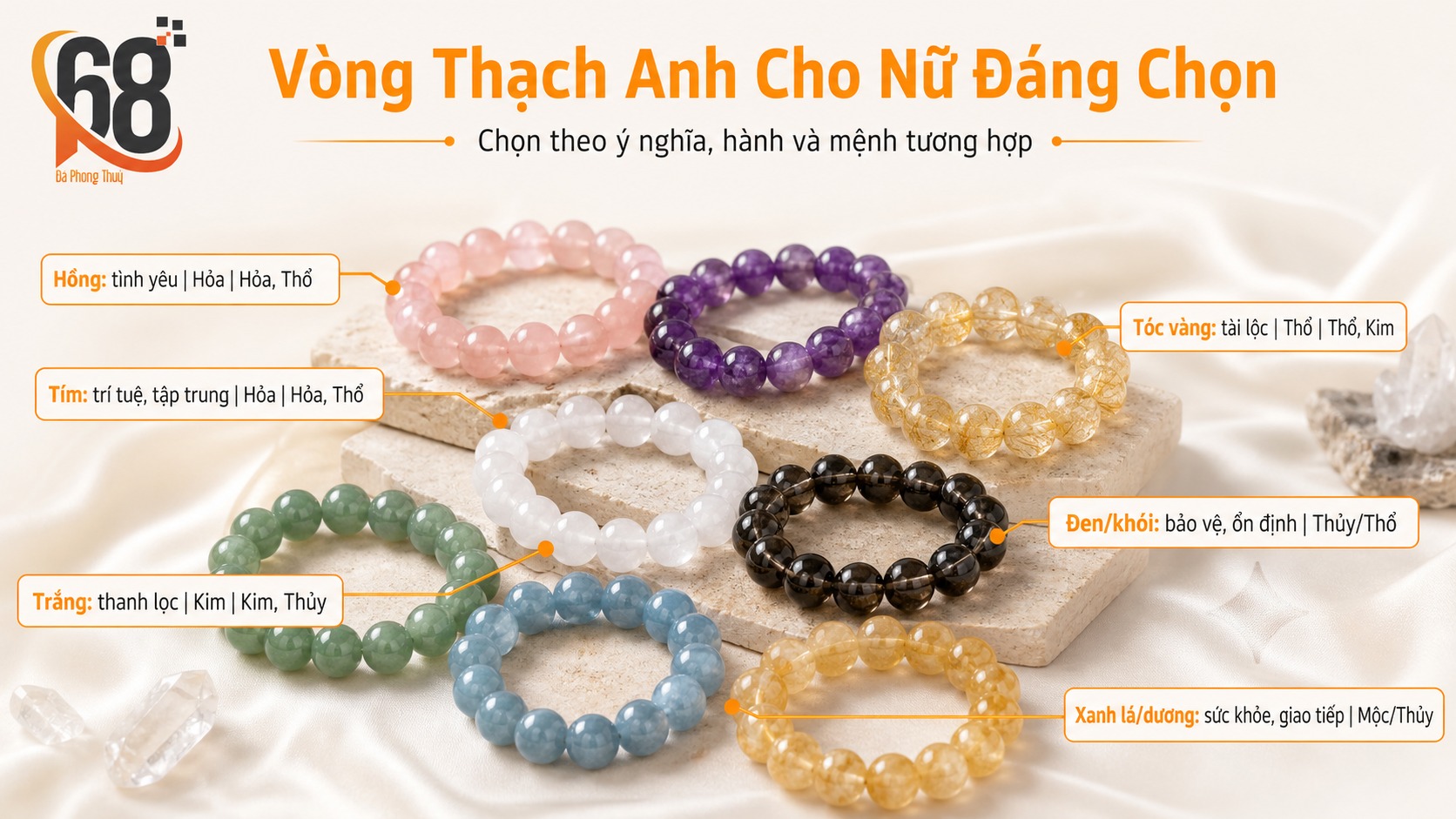 Điểm mặt các mẫu vòng thạch anh cho nữ đáng chọn